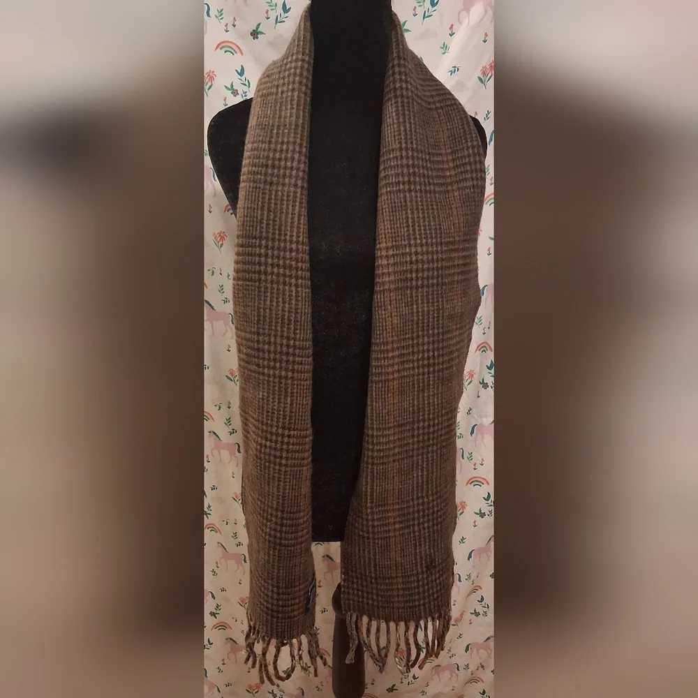 EUC Polo Ralph Lauren Reversible Plaid & Gingham Wool Blend Casual Unisex Scarf